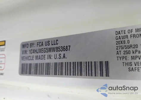 2021 Jeep Wrangler Unlimited High Altitude 4X4 z USA, uszkodzony, nr VIN 1C4HJXEG5MW853687